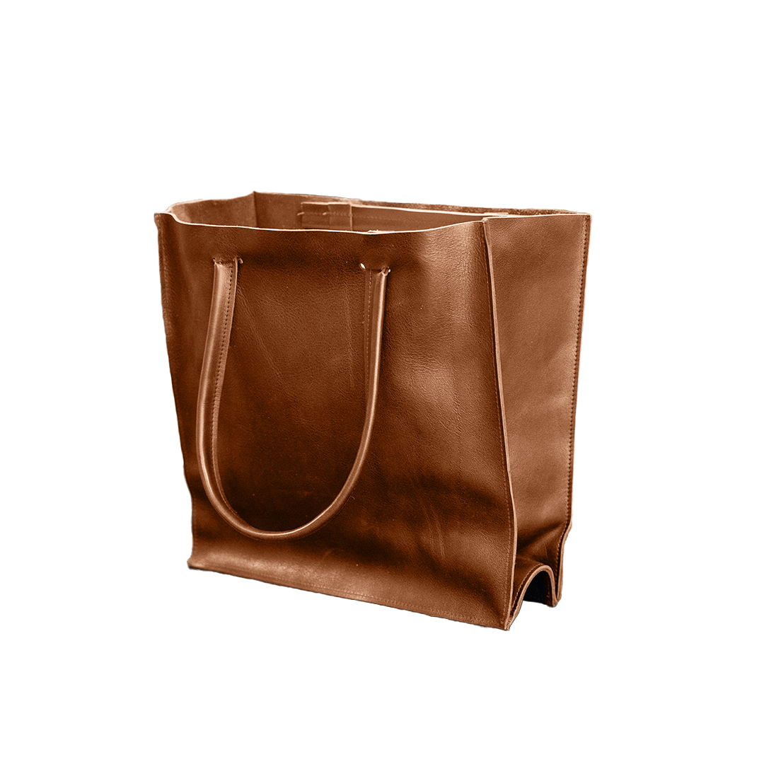 braune Ledertasche mit zwei Henkeln