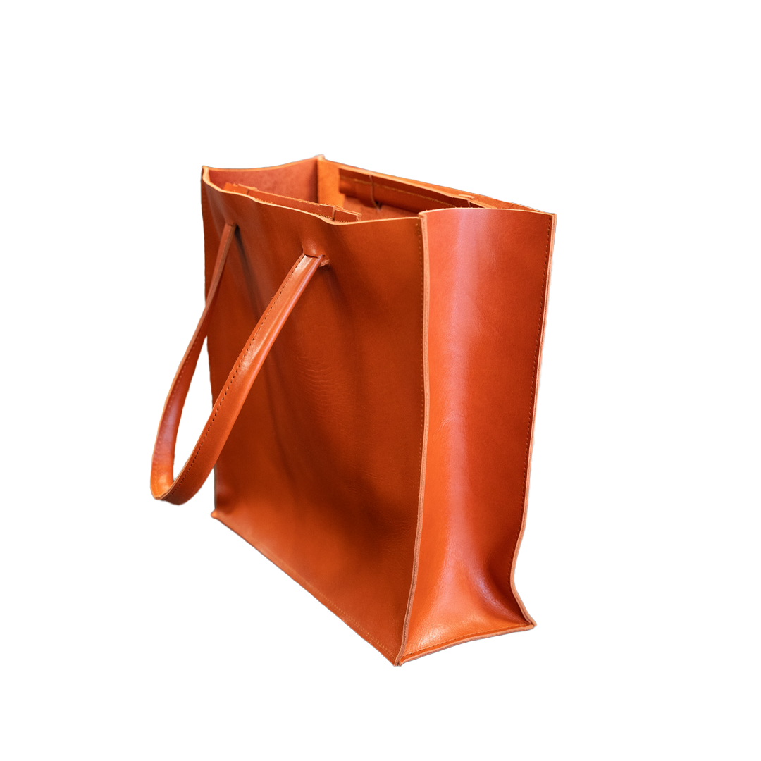 große Ledertasche in Kupfer